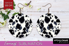 Black and White Round Earrings - Abstract Texture PNG Product Image 1