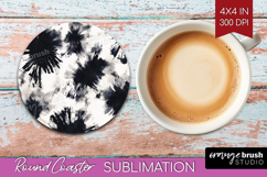Black and White Round Coaster - Abstract Texture Coaster PNG Product Image 1