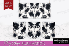 Black and White Mug Wrap - Abstract Texture Mug PNG Product Image 1