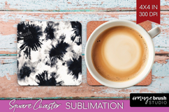 Black and White Square Coaster - Abstract Texture Coaster Product Image 1