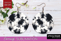 Black and White Round Earrings - Abstract Texture PNG Product Image 1