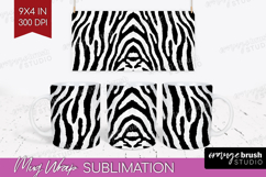 Black and White Mug Wrap - Abstract Texture Mug PNG Product Image 1