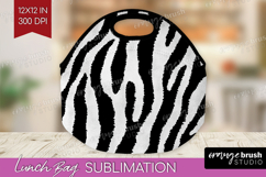 Black and White Lunch Bag - Abstract Texture Lunch Bug PNG Product Image 1