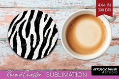 Black and White Round Coaster - Abstract Texture Coaster PNG Product Image 1