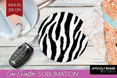 Black and White Car Coaster - Abstract Texture Coaster PNG Product Image 1