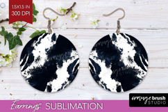 Black and White Round Earrings - Abstract Texture PNG Product Image 1