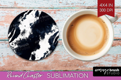 Black and White Round Coaster - Abstract Texture Coaster PNG Product Image 1