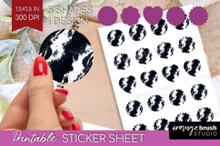 Black and White Round Sticker - Abstract Texture Printable Product Image 1
