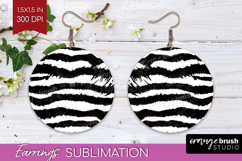 Black and White Round Earrings - Abstract Texture PNG Product Image 1