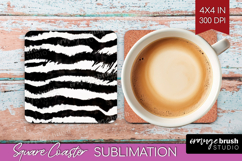 Black and White Square Coaster - Abstract Texture Coaster Product Image 1