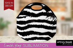 Black and White Lunch Bag - Abstract Texture Lunch Bug PNG Product Image 1