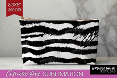 Black and White Cosmetic Bag - Abstract Texture Makeup Bag Product Image 1