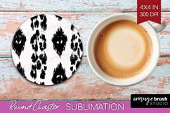 Black and White Round Coaster - Abstract Texture Coaster PNG Product Image 1