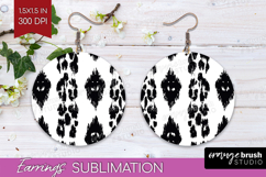 Black and White Round Earrings - Abstract Texture PNG Product Image 1