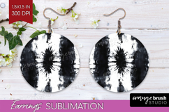 Black and White Round Earrings - Abstract Texture PNG Product Image 1