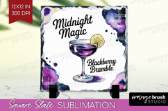 Blackberry Bramble Cocktail Slate PNG Summer Drink Square Product Image 1