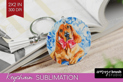 Bloodhound Dog Keychain PNG Blue Toile Keychain Sublimation Product Image 1