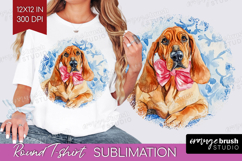Bloodhound Dog Round Tshirt Background Blue Toile PNG Product Image 1