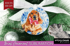 Bloodhound Dog Ornament PNG Blue Toile PNG Sublimation Product Image 1