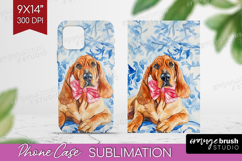 Bloodhound Dog Phone Case PNG Blue Toile Case PNG Product Image 1