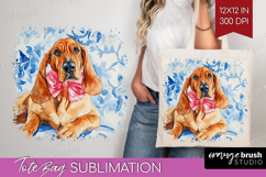 Bloodhound Dog Tote Bag Blue Toile Tote Bag PNG Sublimation Product Image 1
