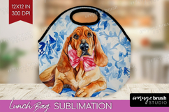 Bloodhound Dog Lunch Bag Blue Toile Lunch Bug PNG Product Image 1