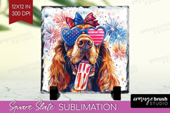 Bloodhound Dog Slate PNG 4th Of July Square Slate Product Image 1