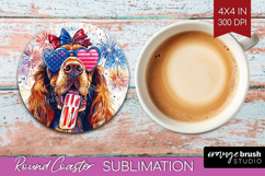 Bloodhound Dog Round Coaster 4th Of July Coaster PNG Product Image 1