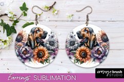 Bloodhound Earrings Dog Sublimation Floral PNG Product Image 1