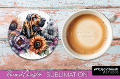 Bloodhound Round Coaster Dog Sublimation Floral PNG Product Image 1