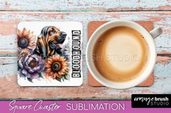 Dog Square Coaster - Dog Mom Floral Coaster Sublimation Product Image 1