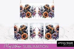 Bloodhound Mug Wrap Dog Sublimation Floral PNG Product Image 1