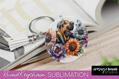 Bloodhound Keychain Dog Sublimation Floral PNG Product Image 1