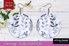 Wildflowers Round Earrings - Summer Floral PNG Sublimation Product Image 1
