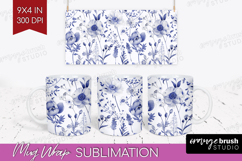 Wildflowers Mug Wrap - Summer Floral Mug PNG Sublimation Product Image 1