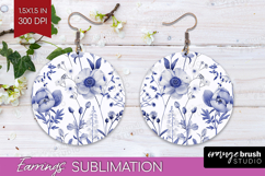 Wildflowers Round Earrings - Summer Floral PNG Sublimation Product Image 1