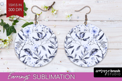 Wildflowers Round Earrings - Summer Floral PNG Sublimation Product Image 1