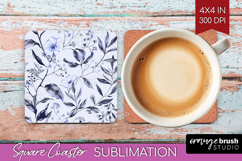 Wildflowers Square Coaster - Summer Floral Coaster PNG Product Image 1