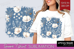 Wildflowers Square Tshirt Background - Summer Floral PNG Product Image 1