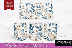 Wildflowers Mug Wrap - Summer Floral Mug PNG Sublimation Product Image 1