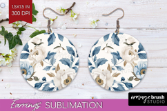 Wildflowers Round Earrings - Summer Floral PNG Sublimation Product Image 1