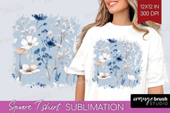 Wildflowers Square Tshirt Background - Summer Floral PNG Product Image 1