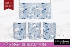 Wildflowers Mug Wrap - Summer Floral Mug PNG Sublimation Product Image 1