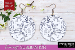 Wildflowers Round Earrings - Summer Floral PNG Sublimation Product Image 1