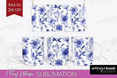 Wildflowers Mug Wrap - Summer Floral Mug PNG Sublimation Product Image 1