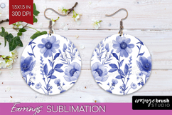 Wildflowers Round Earrings - Summer Floral PNG Sublimation Product Image 1