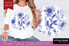 Wildflowers Round Tshirt Background - Summer Floral PNG Product Image 1