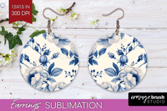 Wildflowers Round Earrings - Summer Floral PNG Sublimation Product Image 1