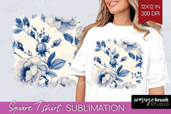 Wildflowers Square Tshirt Background - Summer Floral PNG Product Image 1