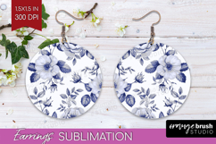 Wildflowers Round Earrings - Summer Floral PNG Sublimation Product Image 1